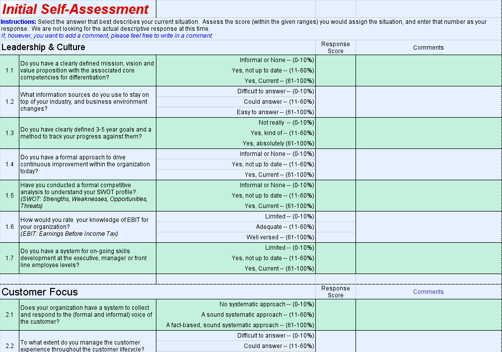 Questionnaire Excel Template